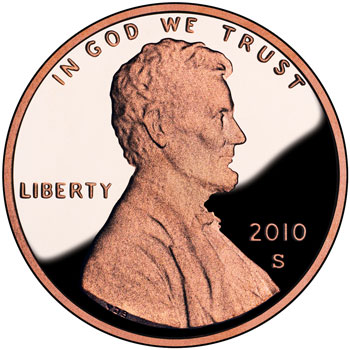The penny also uses the iconic Lincoln with his beard less the mustache