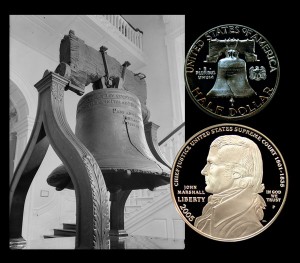 Franklin Half Dollar and John Marshall Commemorative Silver Dollar Coins