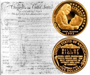 Bill of Rights Commemorative Gold Five Dollar Coin