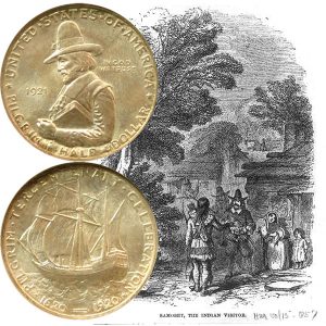 Pilgrim Tercentenary Commemorative Silver Half Dollar Coin