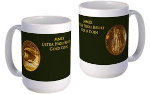Ultra High Relief Gold Coin large mug