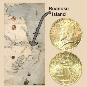 Roanoke Island Commemorative Silver Half Dollar Coin