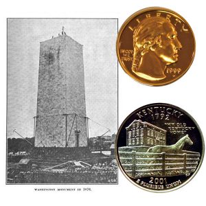 Kentucky State Quarter Coin and the Washington Gold Five-Dollar Coin