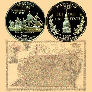 Maryland and Virginia State Quarter Coins