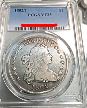 Draped Bust 1802 over 1 Silver Dollar Coin