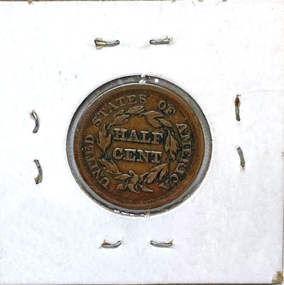 1853 half cent coin reverse