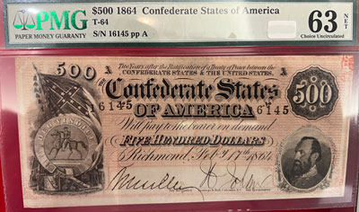 1864 confederate 500 dollar currency