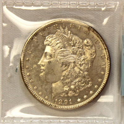 1891 CC Morgan Silver Dollar Coin obverse
