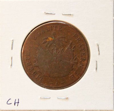 1894 Haiti Two-Centimes Coin reverse