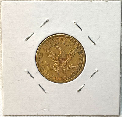 1899 S Gold Five Dollar Coin - Half Eagle reverse