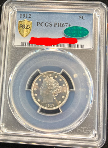 1912 Proof Liberty Head Five Cent Coin PCGS PR 67+ obverse