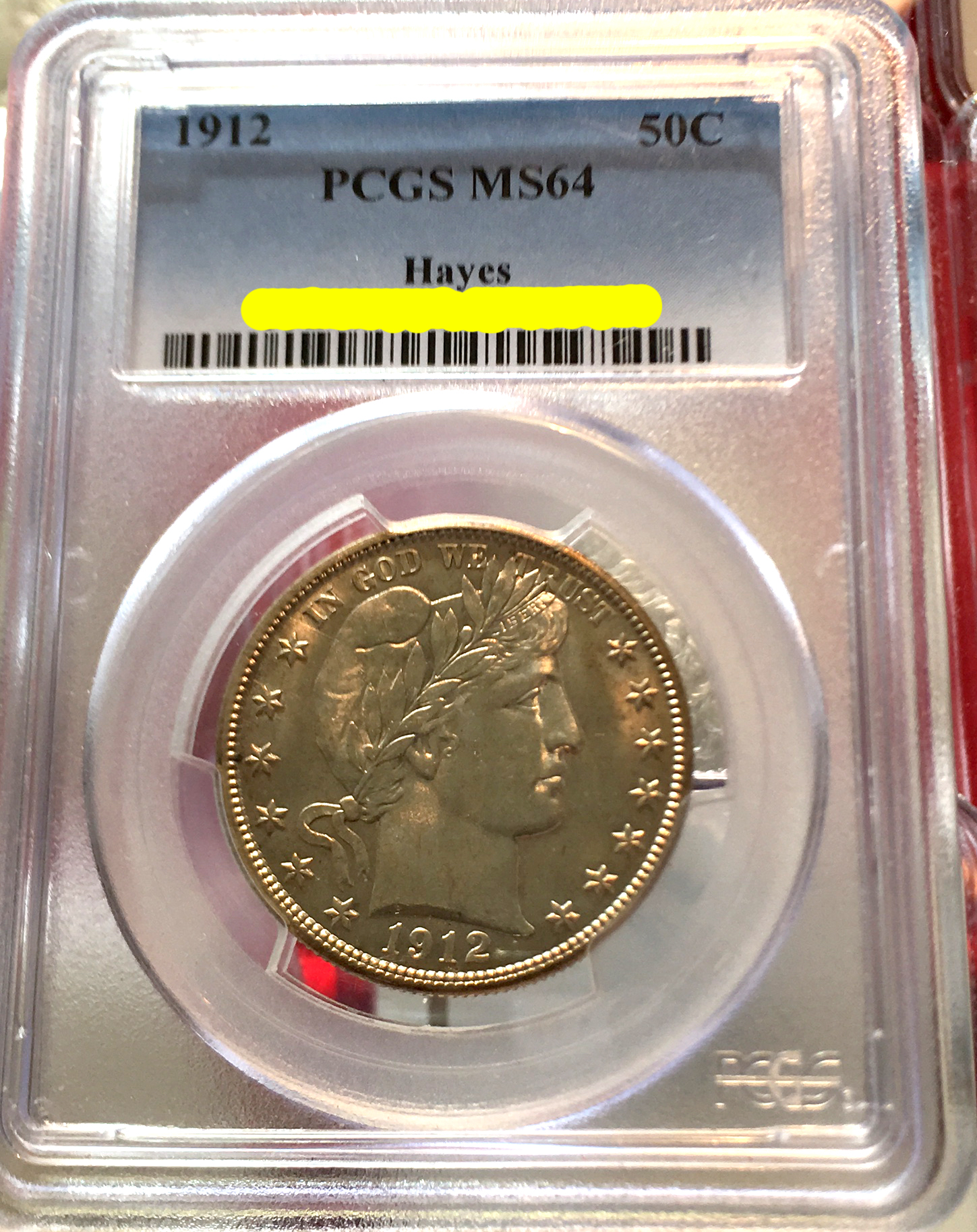 December 2016 Coin Show 1912 Barber Half Dollar MS-64 Hayes PCGS