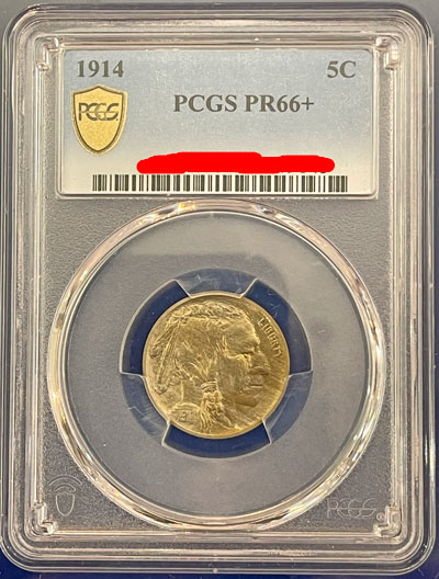 1914 Buffalo Five-Cent Coin PCGS PR-66+ obverse