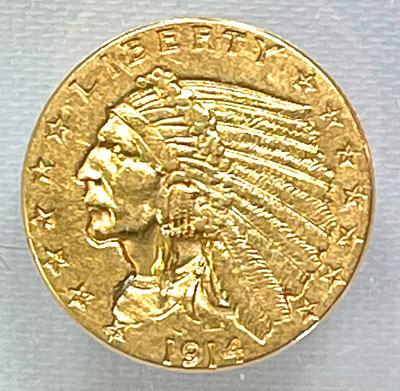 1914 Gold Quarter Eagle Coin obverse