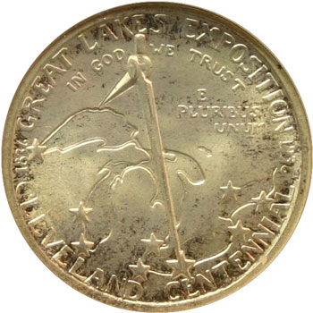 1936 Cleveland Centennial / Great Lakes Exposition silver half dollar reverse