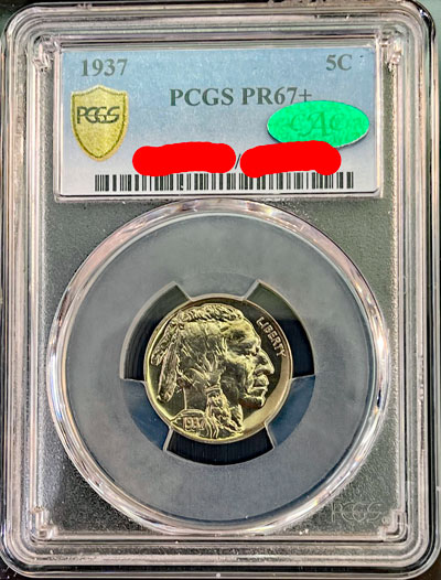 1937 Indian Head or Buffalo Five-Cent Coin PCGS PR67+ obverse