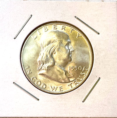 1950 Franklin Half Dollar Coin obverse