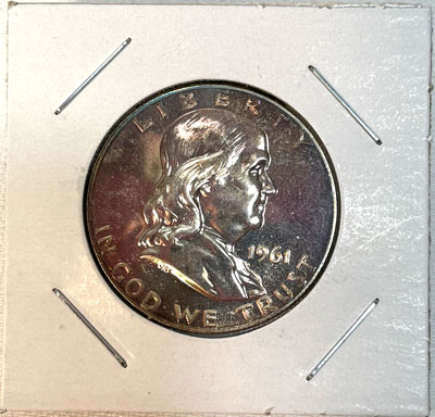 1961 franklin silver half dollar coin obverse