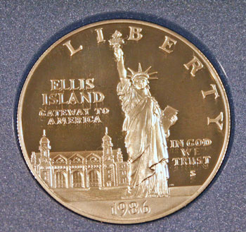1986 Prestige Set commemorative silver dollar obverse