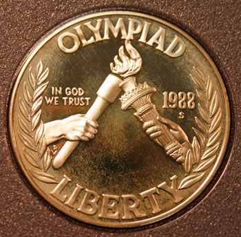 1988 Prestige Set commemorative silver dollar obverse