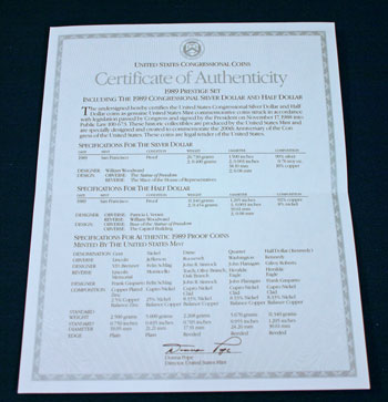 1989 Prestige Set certificate inside