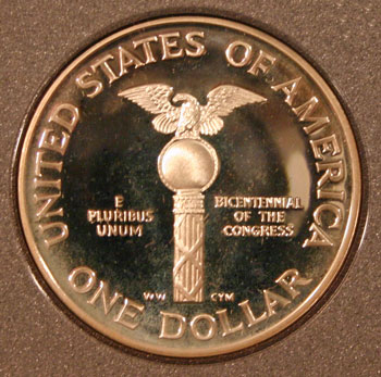 1989 Prestige Set commemorative silver dollar reverse