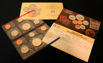 1990 Mint Set opened showing coins and contents