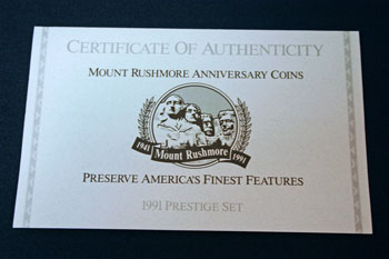 1991 Prestige Set certificate front