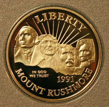 1991 S US Mint 7-piece Prestige Proof Set with Mount Rushmore Silver $1 and Commemorative 1/2 PR OGP 