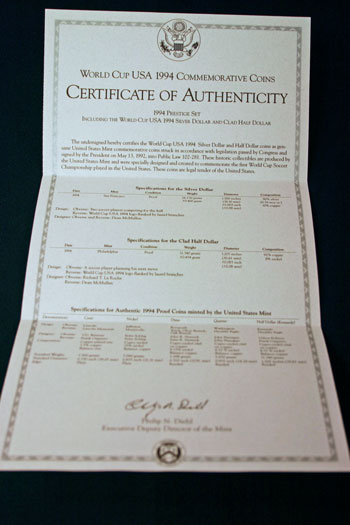 1994 Prestige Set certificate