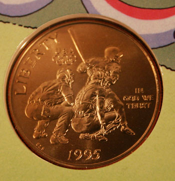 Young Collectors Edition Coin Sets 1996 Atlanta Olympics Baseball clad half dollar obverse