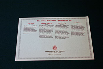 1996 Prestige Set certificate back