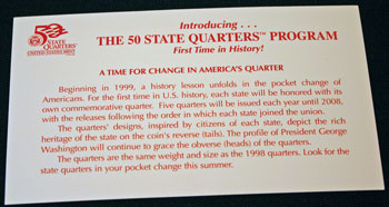 1999 Mint Set denver state quarters card back