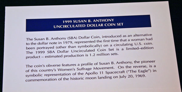 1999 Susan B. Anthony Mint Set top of insert large view