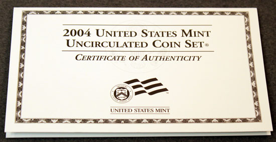 2004 Mint Set front of certificate of authenticity