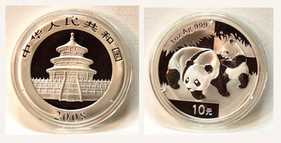 2008 Silver Panda coin