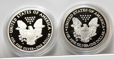 2010 Silver American Eagle Dollar reverse comparion of real versus fake