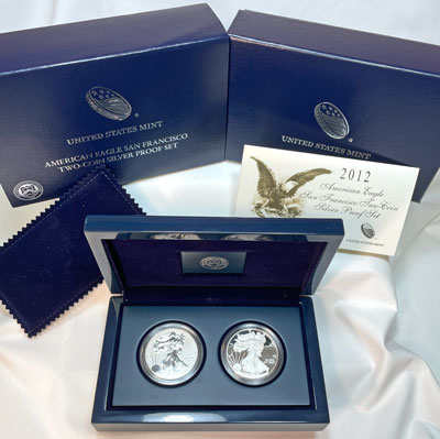 2012 San Francisco American Silver Eagles two-coin set 75th anniversary