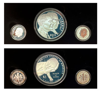 2015 March of Dimes Special Silver Set three coins obverse and reverse