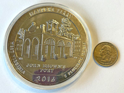 2016 Harper's Ferry West Virginia America the Beautiful five-ounce silver quarter coin