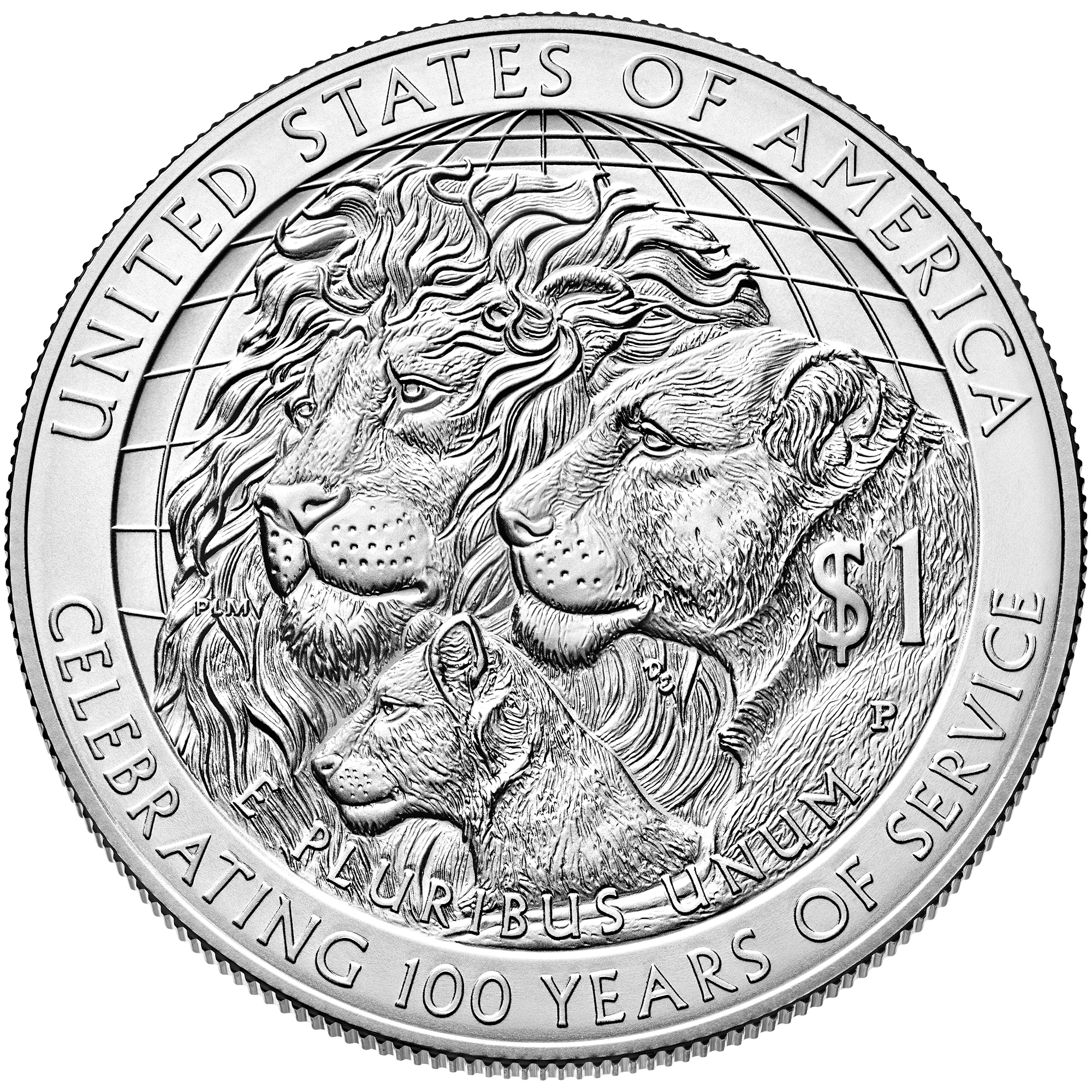 Reverse Uncirculted Lions Club 2017 Commemorative Silver Dollar Coin