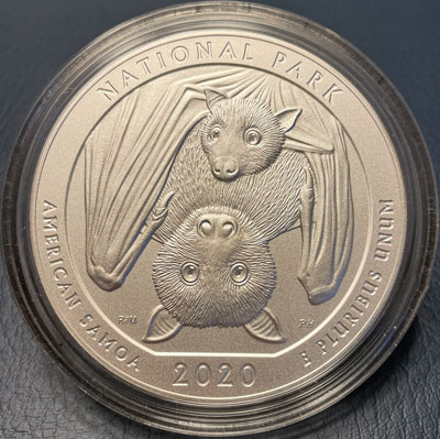 2020 American Samoa Five-Ounce Silver Quarter Dollar Coin reverse