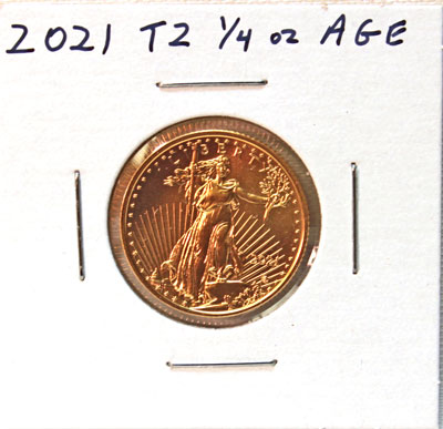 2021 Quarter Ounce Type 2 Gold American Eagle Coin obverse