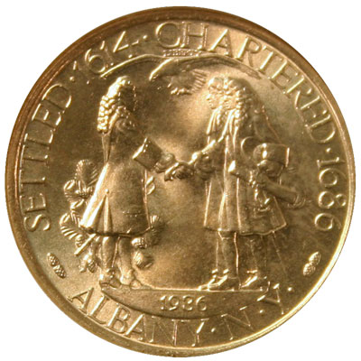 Albany New York Charter half dollar commemorative coin obverse