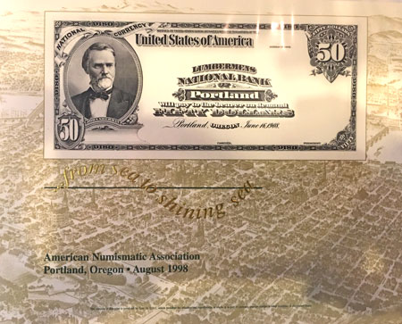 BEP Souvenir Card - National Bank Note $50 Lumbermens Bank Portland OR