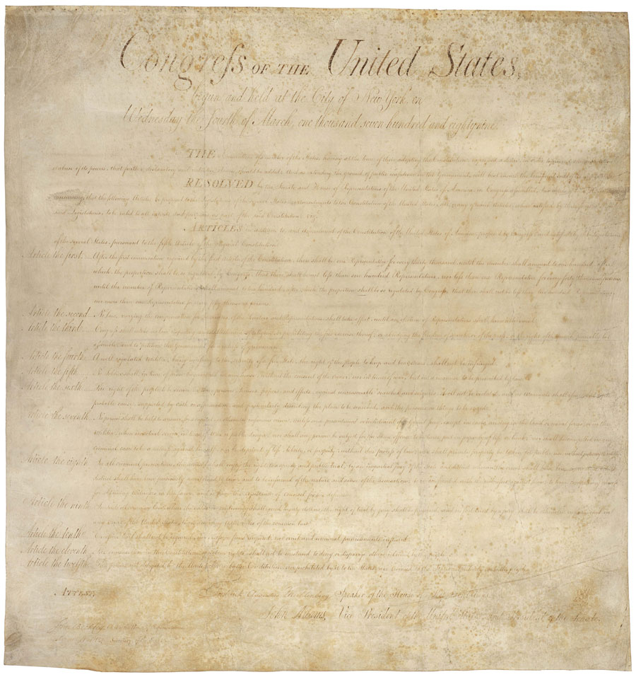 Bill of Rights Page one of one