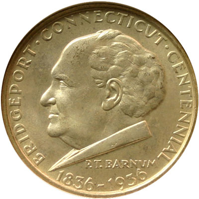 Bridgeport Connecticut Centennial Half Dollar commemorative coin obverse