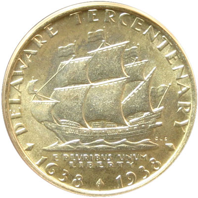 Delaware Tercentenary half dollar commemorative coin reverse