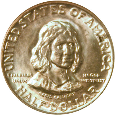 Maryland Tercentenary half dollar commemorative coin obverse