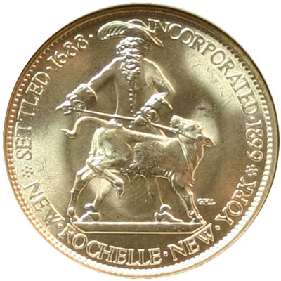 New Rochelle NY 250th Anniversary half dollar commemorative coin obverse